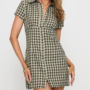 NWOT Motley mini dress brown check.
